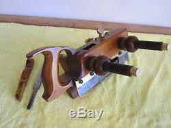 Antique Vintage Boxwood Ivory Brass & Steel Screw Arm Plow Woodworking Plane