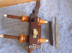 Antique Vintage Rosewood Ivory Brass & Steel Screw Arm Plow Woodworking Plane