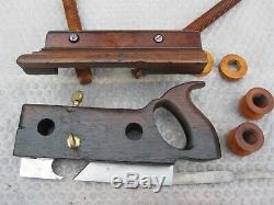 Antique Vintage Rosewood Screw Arm Brass & Steel Woodworkers Plow Plane Tools