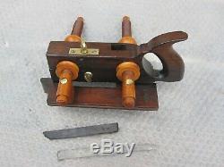 Antique Vintage Rosewood Screw Arm Brass & Steel Woodworkers Plow Plane Tools