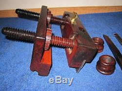 Antique Vintage Rosewood Steel & Brass Screw Arm Plow Woodworking Plane & Tool