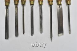 Antique Vintage SET of 8 MARPLES WOOD WORKING LATHE CHISELS TOOLS #07675