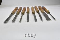 Antique Vintage SET of 8 MARPLES WOOD WORKING LATHE CHISELS TOOLS #07675