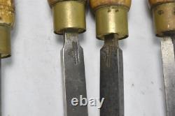 Antique Vintage SET of 8 MARPLES WOOD WORKING LATHE CHISELS TOOLS #07675