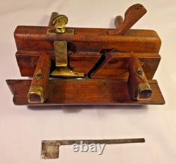 Antique W. Greenslade Bristol Wooden Plough Plane Brass Woodworking Tool