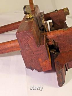 Antique W. Greenslade Bristol Wooden Plough Plane Brass Woodworking Tool