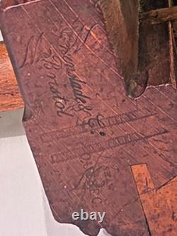 Antique W. Greenslade Bristol Wooden Plough Plane Brass Woodworking Tool