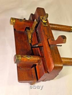 Antique W. Greenslade Bristol Wooden Plough Plane Brass Woodworking Tool