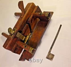 Antique W. Greenslade Bristol Wooden Plough Plane Brass Woodworking Tool