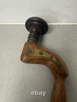 Antique Ward & Payne Wooden Brass Button Chuck Brace Vintage Hand Drill Tool