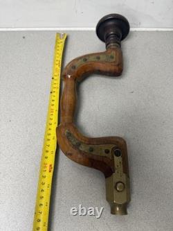 Antique Ward & Payne Wooden Brass Button Chuck Brace Vintage Hand Drill Tool