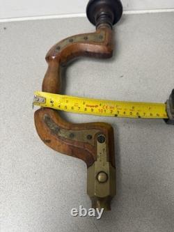 Antique Ward & Payne Wooden Brass Button Chuck Brace Vintage Hand Drill Tool