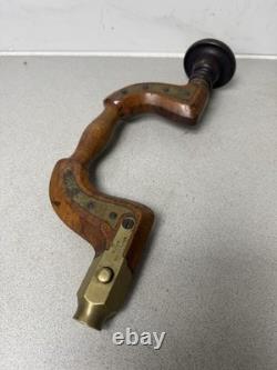 Antique Ward & Payne Wooden Brass Button Chuck Brace Vintage Hand Drill Tool