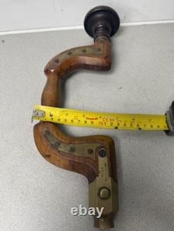 Antique Ward & Payne Wooden Brass Button Chuck Brace Vintage Hand Drill Tool