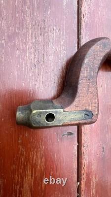 Antique Wood & Brass Plated Bit Brace Hand Drill Tool Vintage Woodworking Tools