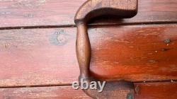 Antique Wood & Brass Plated Bit Brace Hand Drill Tool Vintage Woodworking Tools