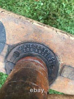 Antique Wooden Screw Vise J Niederer Iron Sleeve Wood Working Bench Tool