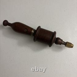 Antique Wooden Woodworking Bow Drill With Brass Collet style chuck