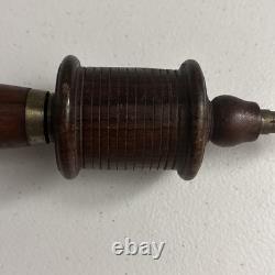 Antique Wooden Woodworking Bow Drill With Brass Collet style chuck