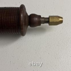 Antique Wooden Woodworking Bow Drill With Brass Collet style chuck