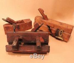 Antique Woodworking Plow Plough Molding Block Plane Wood Steel Selling Lot of 3