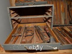 Antique pattern maker tool chest woodworkers collectible early saw drill hammer