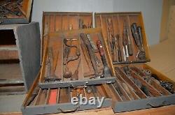 Antique pattern maker tool chest woodworkers collectible early saw drill hammer