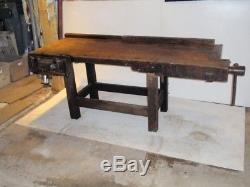 Antique woodworking bench (with emmerits patternmaker vise)