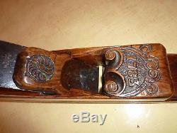 Antique woodworking tool continental Dutch plane collectable decorated dated1783