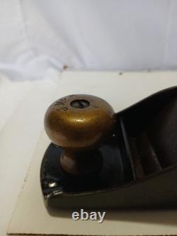 Bench Plane No 4 1/2 Vintage Woodworking Tool Brass Handles Antique Wood Plane