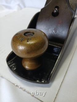 Bench Plane No 4 1/2 Vintage Woodworking Tool Brass Handles Antique Wood Plane