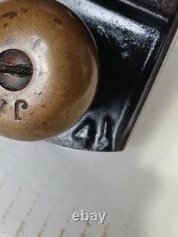 Bench Plane No 4 1/2 Vintage Woodworking Tool Brass Handles Antique Wood Plane