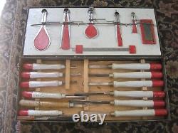 Buck Brothers Woodworking Tools In Metal Case Cast Steel Ruler Calipers etc