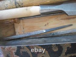 Buck Brothers Woodworking Tools In Metal Case Cast Steel Ruler Calipers etc