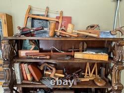 Cabinet of Rare Antique Woodworking Tools, All Tools and Cabinet Included