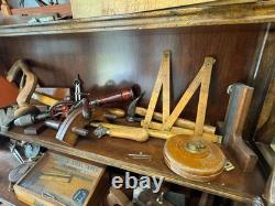 Cabinet of Rare Antique Woodworking Tools, All Tools and Cabinet Included