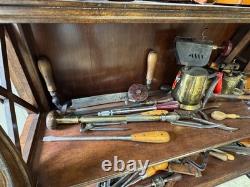 Cabinet of Rare Antique Woodworking Tools, All Tools and Cabinet Included