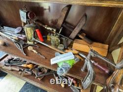 Cabinet of Rare Antique Woodworking Tools, All Tools and Cabinet Included
