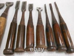 Carpentry Chisels 14-Piece Set Used Woodworking Hand Tools