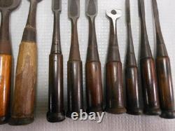 Carpentry Chisels 14-Piece Set Used Woodworking Hand Tools