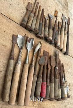 Carpentry Tools Chisel Set 28pc Wooden Handle Woodworking Hand Tools