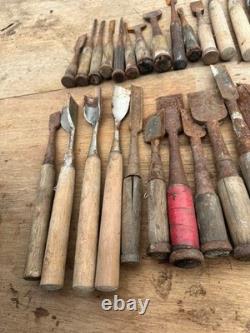 Carpentry Tools Chisel Set 28pc Wooden Handle Woodworking Hand Tools