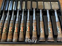 Chisel Nomi Set of 10 Japanese Woodworking Tools HSS Blades Used