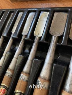 Chisel Nomi Set of 10 Japanese Woodworking Tools HSS Blades Used