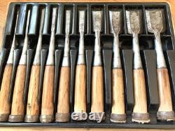 Chisel Nomi Set of 10 Japanese Woodworking Tools HSS Blades Used