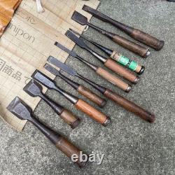 Chisel Nomi set of 10 Japanese Vintage Woodworking Tool Japan Lot #104