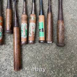 Chisel Nomi set of 10 Japanese Vintage Woodworking Tool Japan Lot #104