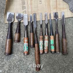 Chisel Nomi set of 10 Japanese Vintage Woodworking Tool Japan Lot #104