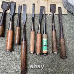Chisel Nomi set of 10 Japanese Vintage Woodworking Tool Japan Lot #104