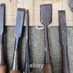 Chisel Nomi set of 10 Japanese Vintage Woodworking Tool Japan Lot #104